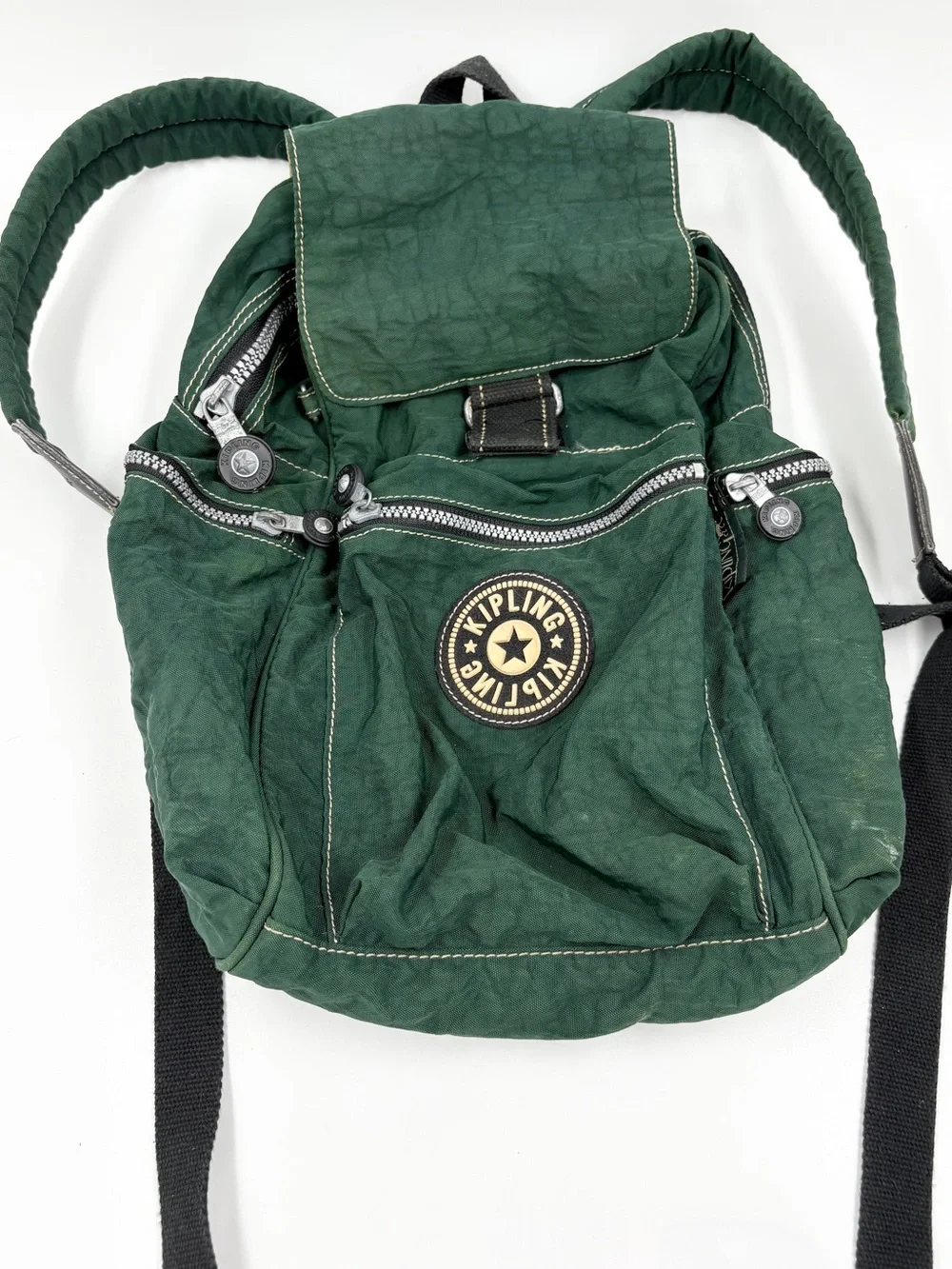 VTG 90s Kipling Nylon Backpack Bag Forest Green